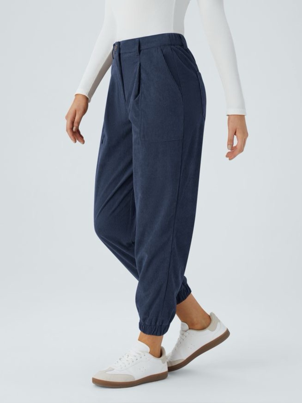 Halara High Rise Corduroy Jogger Pants sz M Foggy Blue Comfy Stretch Athleisure